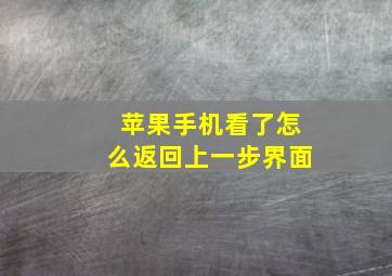 苹果手机看了怎么返回上一步界面