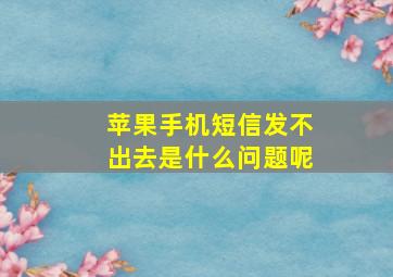 苹果手机短信发不出去是什么问题呢