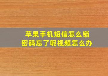 苹果手机短信怎么锁密码忘了呢视频怎么办