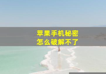 苹果手机秘密怎么破解不了