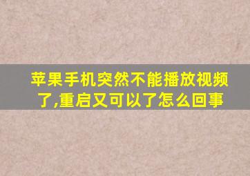 苹果手机突然不能播放视频了,重启又可以了怎么回事