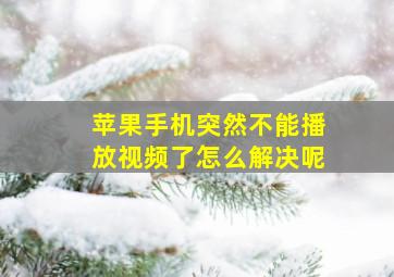 苹果手机突然不能播放视频了怎么解决呢