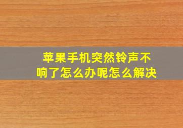 苹果手机突然铃声不响了怎么办呢怎么解决