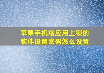 苹果手机给应用上锁的软件设置密码怎么设置