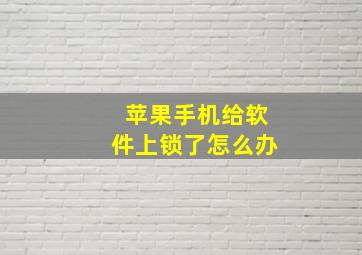 苹果手机给软件上锁了怎么办