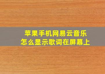 苹果手机网易云音乐怎么显示歌词在屏幕上