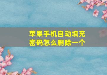 苹果手机自动填充密码怎么删除一个