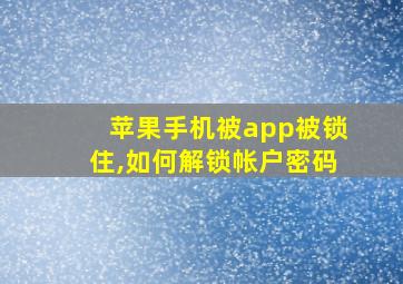 苹果手机被app被锁住,如何解锁帐户密码