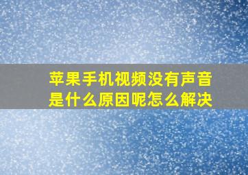 苹果手机视频没有声音是什么原因呢怎么解决