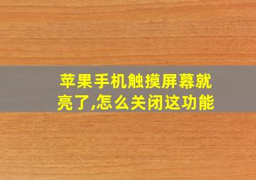 苹果手机触摸屏幕就亮了,怎么关闭这功能