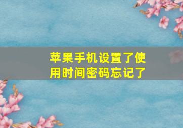 苹果手机设置了使用时间密码忘记了