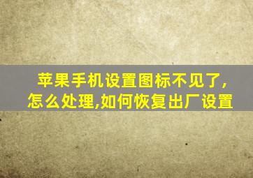 苹果手机设置图标不见了,怎么处理,如何恢复出厂设置