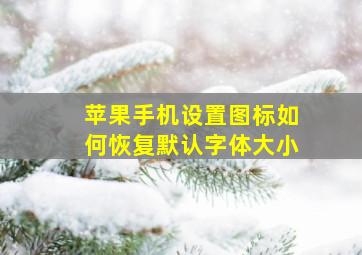 苹果手机设置图标如何恢复默认字体大小