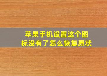 苹果手机设置这个图标没有了怎么恢复原状