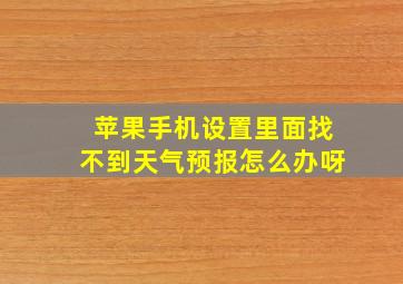 苹果手机设置里面找不到天气预报怎么办呀