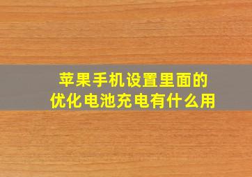 苹果手机设置里面的优化电池充电有什么用