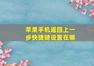 苹果手机返回上一步快捷键设置在哪