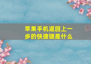 苹果手机返回上一步的快捷键是什么