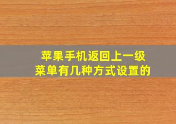 苹果手机返回上一级菜单有几种方式设置的