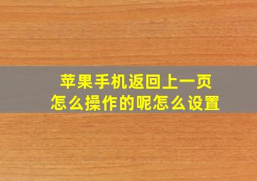 苹果手机返回上一页怎么操作的呢怎么设置