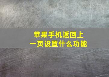 苹果手机返回上一页设置什么功能