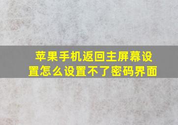 苹果手机返回主屏幕设置怎么设置不了密码界面