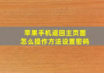 苹果手机返回主页面怎么操作方法设置密码