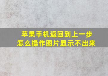 苹果手机返回到上一步怎么操作图片显示不出来