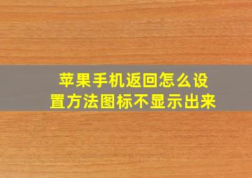 苹果手机返回怎么设置方法图标不显示出来