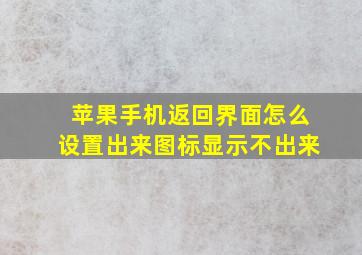 苹果手机返回界面怎么设置出来图标显示不出来