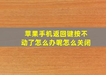 苹果手机返回键按不动了怎么办呢怎么关闭