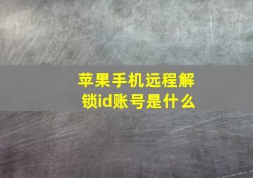 苹果手机远程解锁id账号是什么