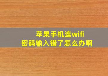 苹果手机连wifi密码输入错了怎么办啊