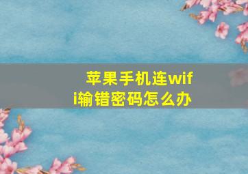 苹果手机连wifi输错密码怎么办