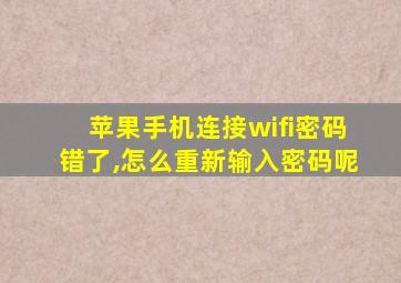 苹果手机连接wifi密码错了,怎么重新输入密码呢