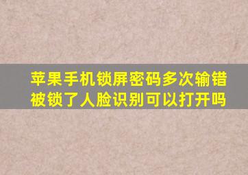 苹果手机锁屏密码多次输错被锁了人脸识别可以打开吗