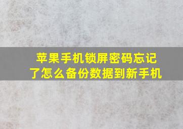 苹果手机锁屏密码忘记了怎么备份数据到新手机