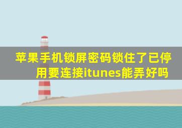 苹果手机锁屏密码锁住了已停用要连接itunes能弄好吗