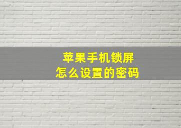 苹果手机锁屏怎么设置的密码