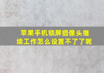 苹果手机锁屏摄像头继续工作怎么设置不了了呢