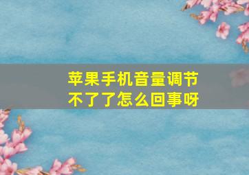 苹果手机音量调节不了了怎么回事呀