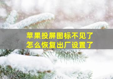 苹果投屏图标不见了怎么恢复出厂设置了