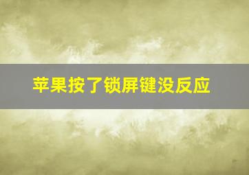 苹果按了锁屏键没反应