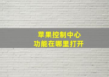 苹果控制中心功能在哪里打开