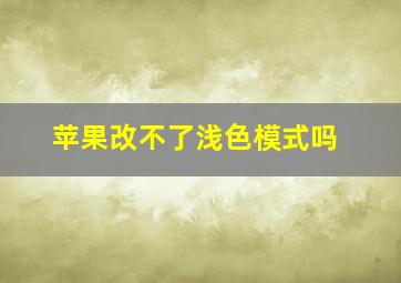 苹果改不了浅色模式吗