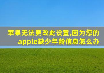 苹果无法更改此设置,因为您的apple缺少年龄信息怎么办