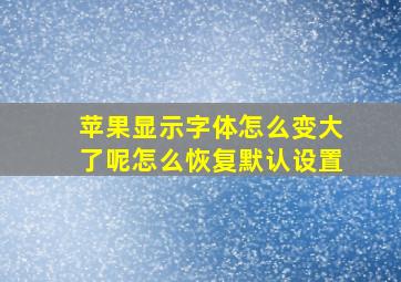 苹果显示字体怎么变大了呢怎么恢复默认设置