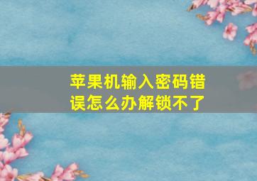 苹果机输入密码错误怎么办解锁不了