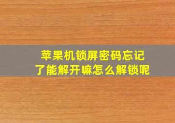 苹果机锁屏密码忘记了能解开嘛怎么解锁呢