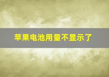 苹果电池用量不显示了